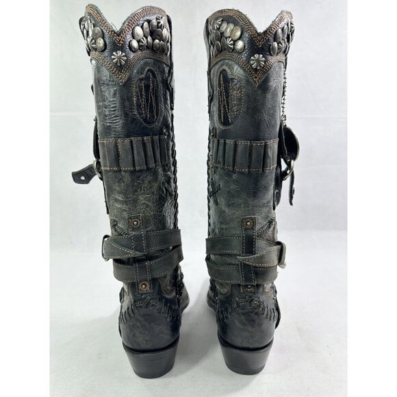 Double D by Old Gringo Frontier Trapper Black Boots 7.5 EUC - Picture 4 of 12